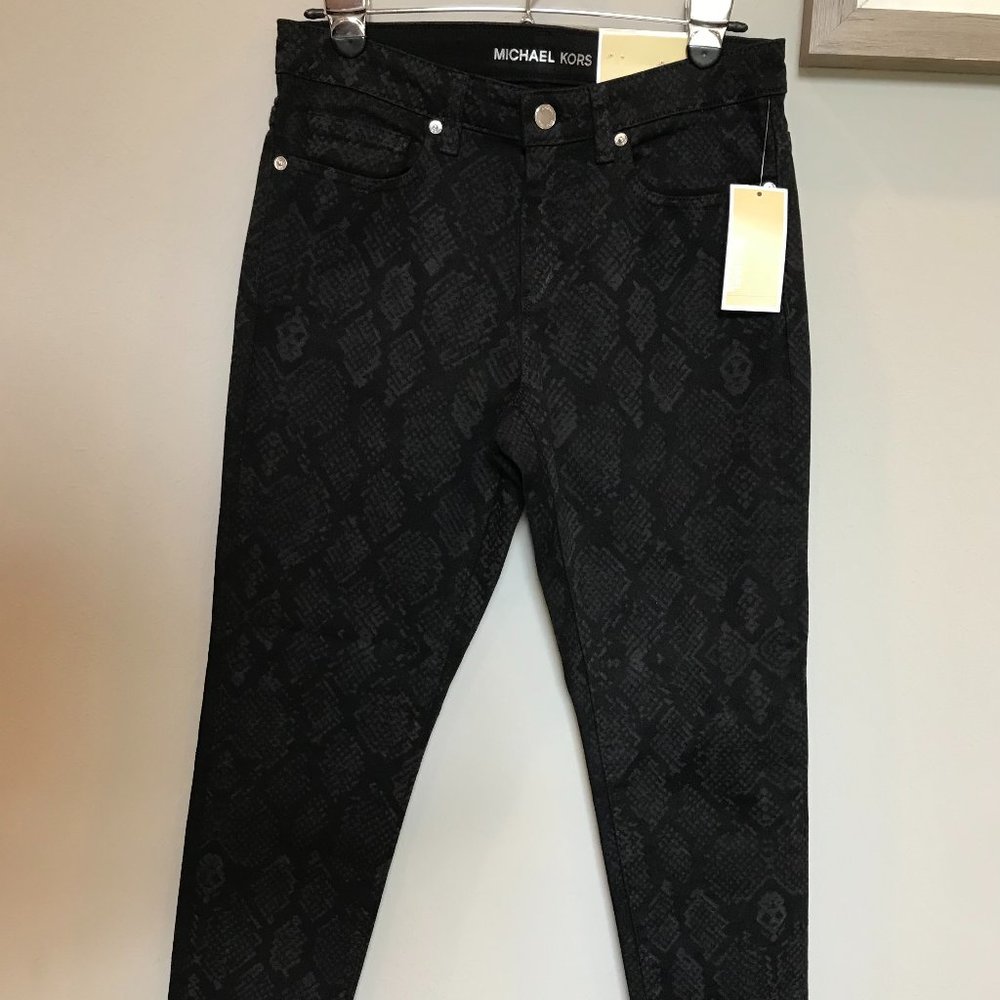 Michael Kors Snake Print Skinny Mid-Rise Jeans